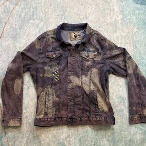 SHELBE SHOP Acid Wash Denim Jacket | Unisex Purple Blue Jean Coat 42-44 Large